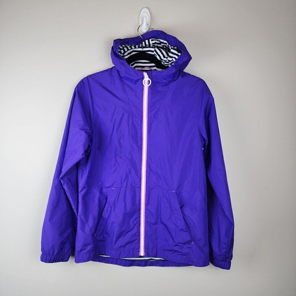 Lands' End purple windbreaker size XL / 16 girls Zips up pockets hooded lined